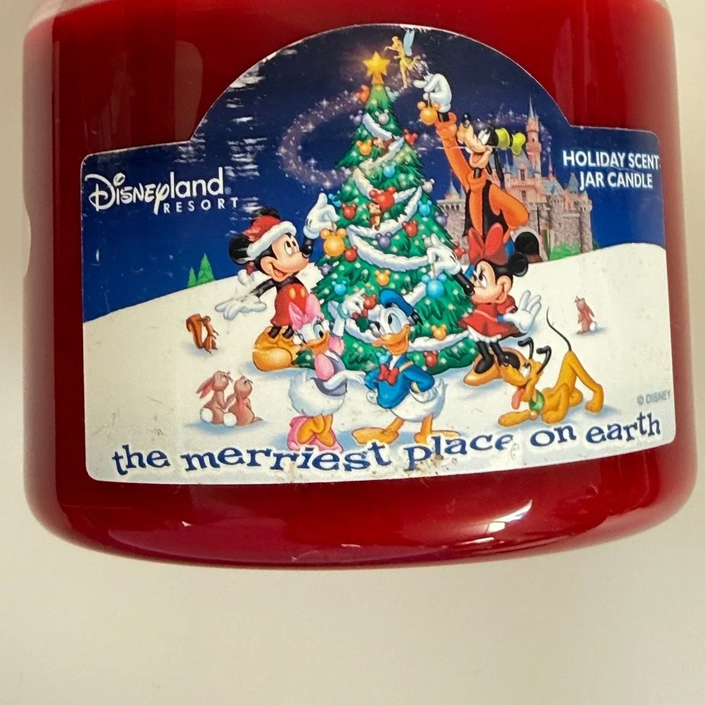 Vintage Disneyland Resort Holiday Candle Jar Disney Mickey Goofy‎ Damaged